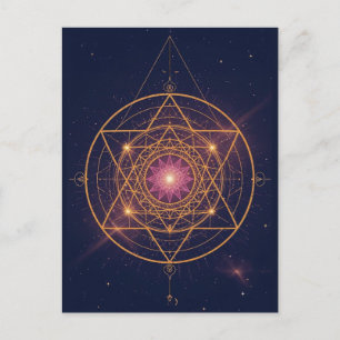 Lumineszierendes Mandala der goldenen Harmonie Postkarte