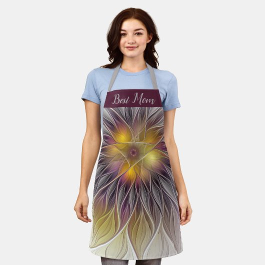 Luminöse Blume Abstraktes Fraktal Beste Mama Schürze (Getragen)