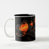 Luminöse Cyberflora Orange Black Cyber Blume Zweifarbige Tasse (Links)