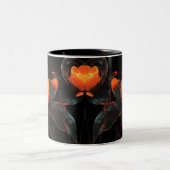 Luminöse Cyberflora Orange Black Cyber Blume Zweifarbige Tasse (Mittel)