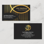 Luminöse Goldleinen Gold Ichthus Christliche Fisch Visitenkarte (Vorne/Hinten)