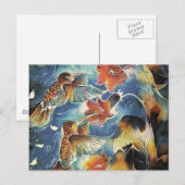Luminöse Hummingvögel und Blume Postkarte (Vorne/Hinten)