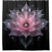 Luminöse Lotus-Blume - Hellrosa Schwarze Blüte Duschvorhang (Vorderseite)