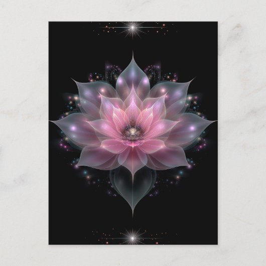 Luminöse Lotus-Blume - Hellrosa Schwarze Blüte Postkarte (Vorderseite)