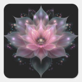 Luminöse Lotus-Blume - Hellrosa Schwarze Blüte Quadratischer Aufkleber (Vorderseite)