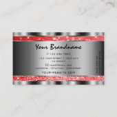 Luminöse Ruby Red Glitzer Stars Silver Decoration Visitenkarte (Rückseite)