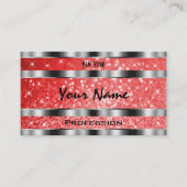 Luminöse Ruby Red Glitzer Stars Silver Decoration Visitenkarte (Vorderseite)