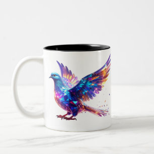 Luminöser Kristalltauben-Kunstprint Zweifarbige Tasse