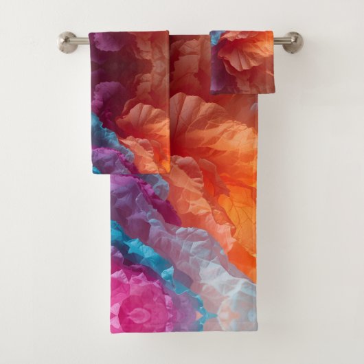 Luminous Abstract Tissue Paper Layers Badhandtuch Set (Insitu)