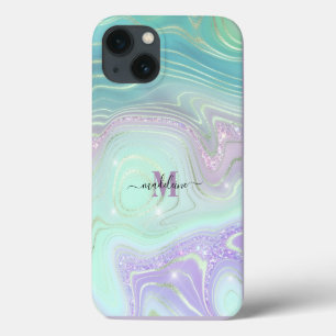Luminous Aqua Crystal Marmor Iridescent Agate Case-Mate iPhone Hülle