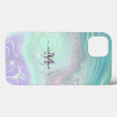 Luminous Aqua Crystal Marmor Iridescent Agate Case-Mate iPhone Hülle (Rückseite (Horizontal))