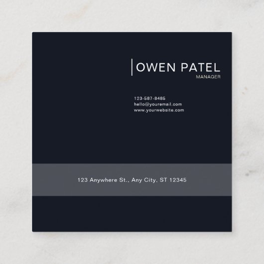 Luminous Blue Floral Gold Celestial Flower Frame Quadratische Visitenkarte (Rückseite)