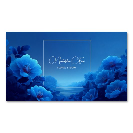 Luminous Blue Floral Serene Landscape Magnetische Visitenkarte (Vorderseite)