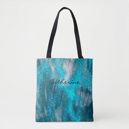 Luminous Blue Glitzern Spritzer Tasche (Vorderseite)