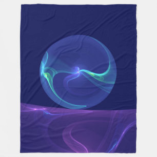 Luminous Blue Lila Dream Abstraktes Fraktal Kunst, Fleecedecke
