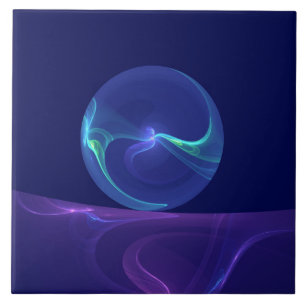 Luminous Blue Lila Dream Abstraktes Fraktal Kunst, Fliese
