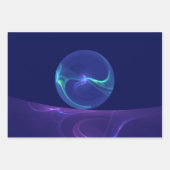 Luminous Blue Lila Dream Abstraktes Fraktal Kunst, Geschenkpapier Set (Vorderseite 3)