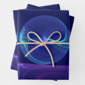 Luminous Blue Lila Dream Abstraktes Fraktal Kunst, Geschenkpapier Set (Beispiel)