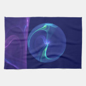 Luminous Blue Lila Dream Abstraktes Fraktal Kunst, Geschirrtuch (Horizontal)