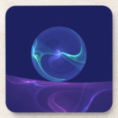 Luminous Blue Lila Dream Abstraktes Fraktal Kunst, Getränkeuntersetzer (Vorderseite)