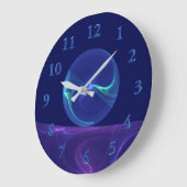 Luminous Blue Lila Dream Abstraktes Fraktal Kunst, Große Wanduhr (Winkel)