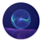 Luminous Blue Lila Dream Abstraktes Fraktal Kunst, Keramikknauf (Vorderseite)