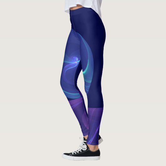 Luminous Blue Lila Dream Abstraktes Fraktal Kunst, Leggings (Links)