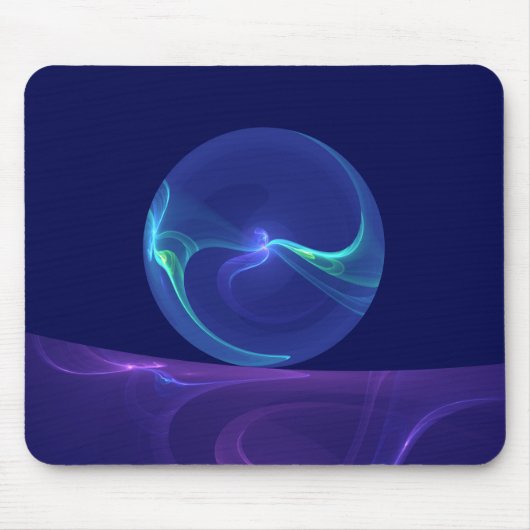 Luminous Blue Lila Dream Abstraktes Fraktal Kunst, Mousepad (Vorne)