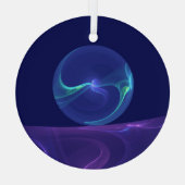 Luminous Blue Lila Dream Abstraktes Fraktal Kunst, Ornament Aus Glas (Rückseite)