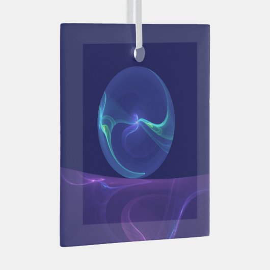 Luminous Blue Lila Dream Abstraktes Fraktal Kunst, Ornament Aus Glas (Vorderseite Rechts)