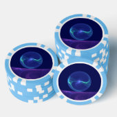 Luminous Blue Lila Dream Abstraktes Fraktal Kunst, Pokerchips (Stapel)