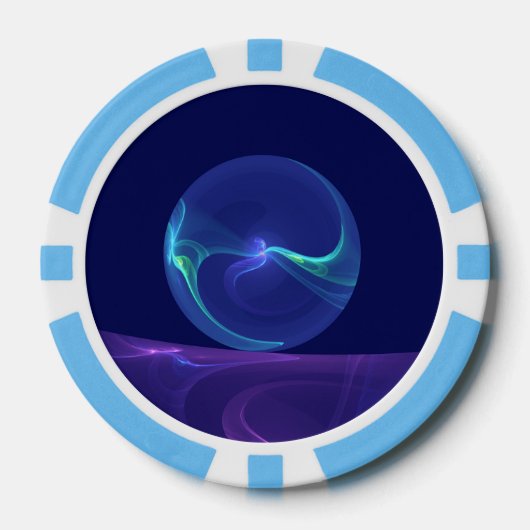 Luminous Blue Lila Dream Abstraktes Fraktal Kunst, Pokerchips (Vorderseite)