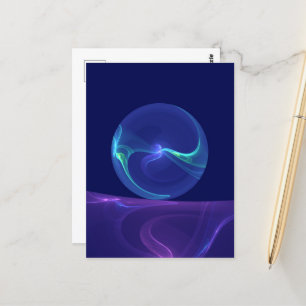 Luminous Blue Lila Dream Abstraktes Fraktal Kunst, Postkarte