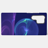 Luminous Blue Lila Dream Abstraktes Fraktal Kunst, Samsung Galaxy Hülle (Rückseite (Horizontal))
