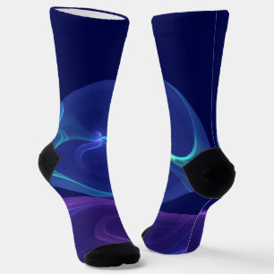 Luminous Blue Lila Dream Abstraktes Fraktal Kunst, Socken