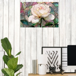 Luminous Blush-Rose-Falsches-Buntglas-Pastell Poster