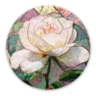 Luminous Blush Rose Faux Buntglas Pastell Keramikknauf