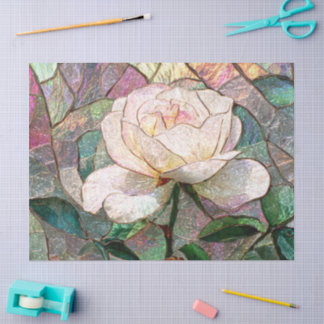 Luminous Blush Rose Faux Buntglas Pastell Seidenpapier