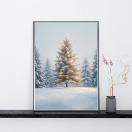 Luminous Christmas Tree in Serene Landscape Poster