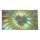 Luminous Colorful Fantasy Flower Fractal Art Kissenbezug (Rückseite)