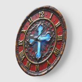 Luminous Cross Ornate Große Wanduhr (Winkel)