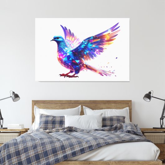 Luminous Crystal Dove Art Print Leinwanddruck (Insitu (Schlafzimmer))