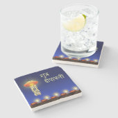 Luminous Diwali Lamp - Marmorsteinstein - Unterset Steinuntersetzer (Seitenansicht)