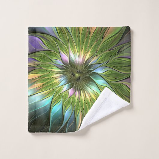 Luminous Fantasy Blume Fraktal Art Badhandtuch Set (Waschlappen)