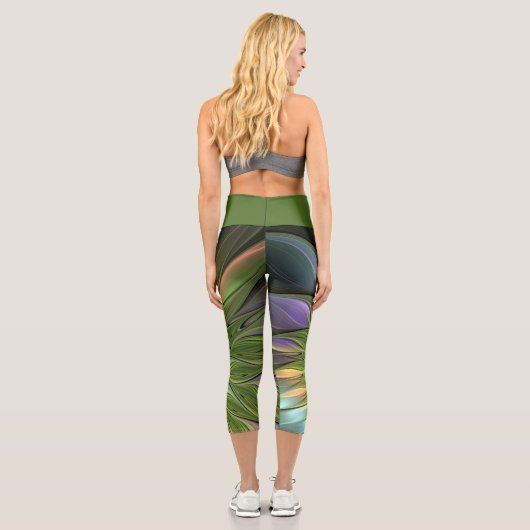 Luminous Fantasy Blume Fraktal Art Capri Leggings (Rückseite)