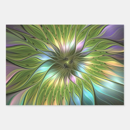 Luminous Fantasy Blume Fraktal Art Geschenkpapier Set (Vorderseite)
