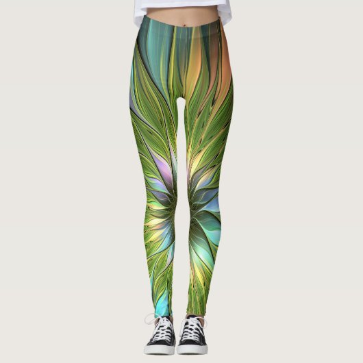 Luminous Fantasy Blume Fraktal Art Leggings (Vorderseite)