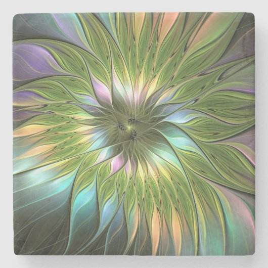 Luminous Fantasy Blume Fraktal Art Steinuntersetzer (Vorderseite)
