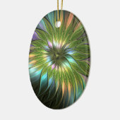 Luminous Fantasy Blume Fraktal Oval Keramik Ornament (Links)