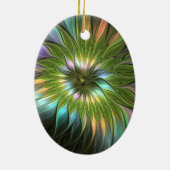 Luminous Fantasy Blume Fraktal Oval Keramik Ornament (Hinten)